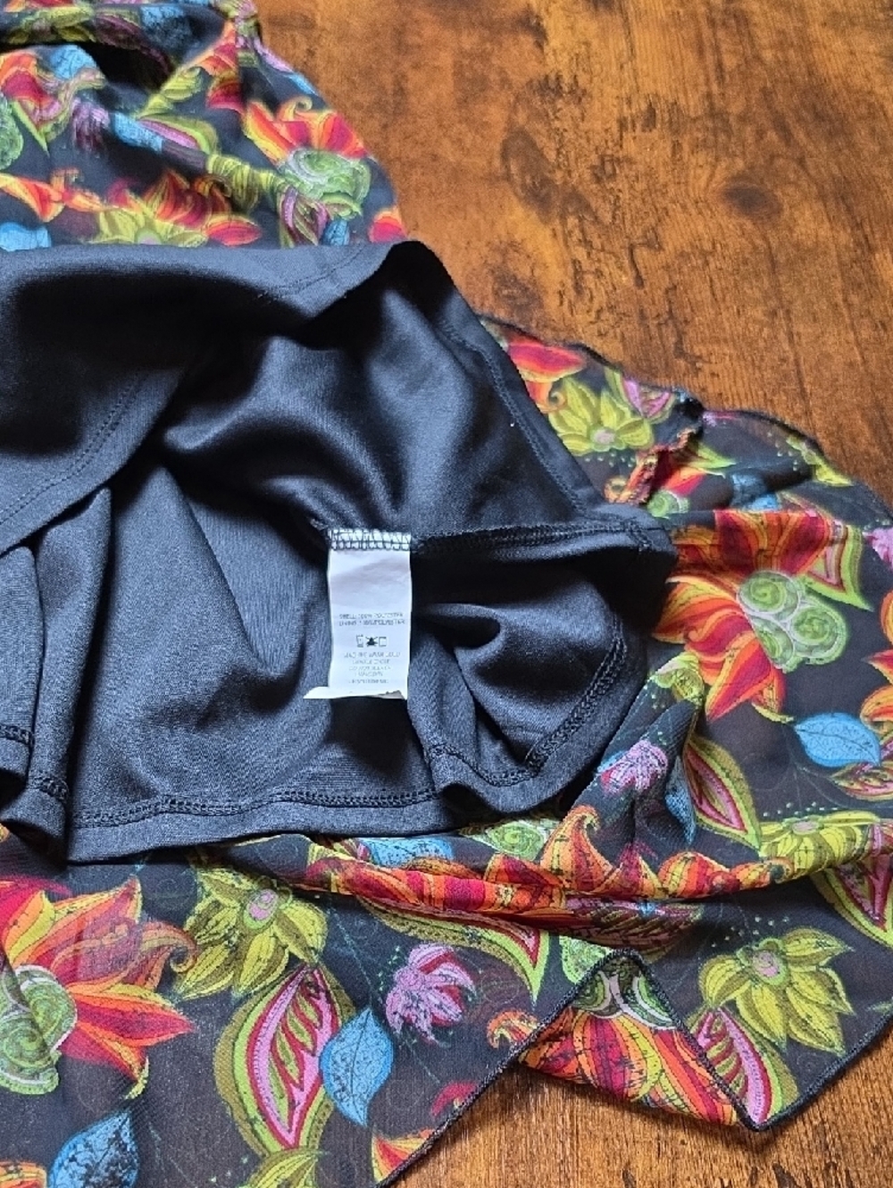 LULAROE | Lola Floral Paisley Elastic Waist Chiffon Overlay Midi Skirt | L - Picture 5 of 9